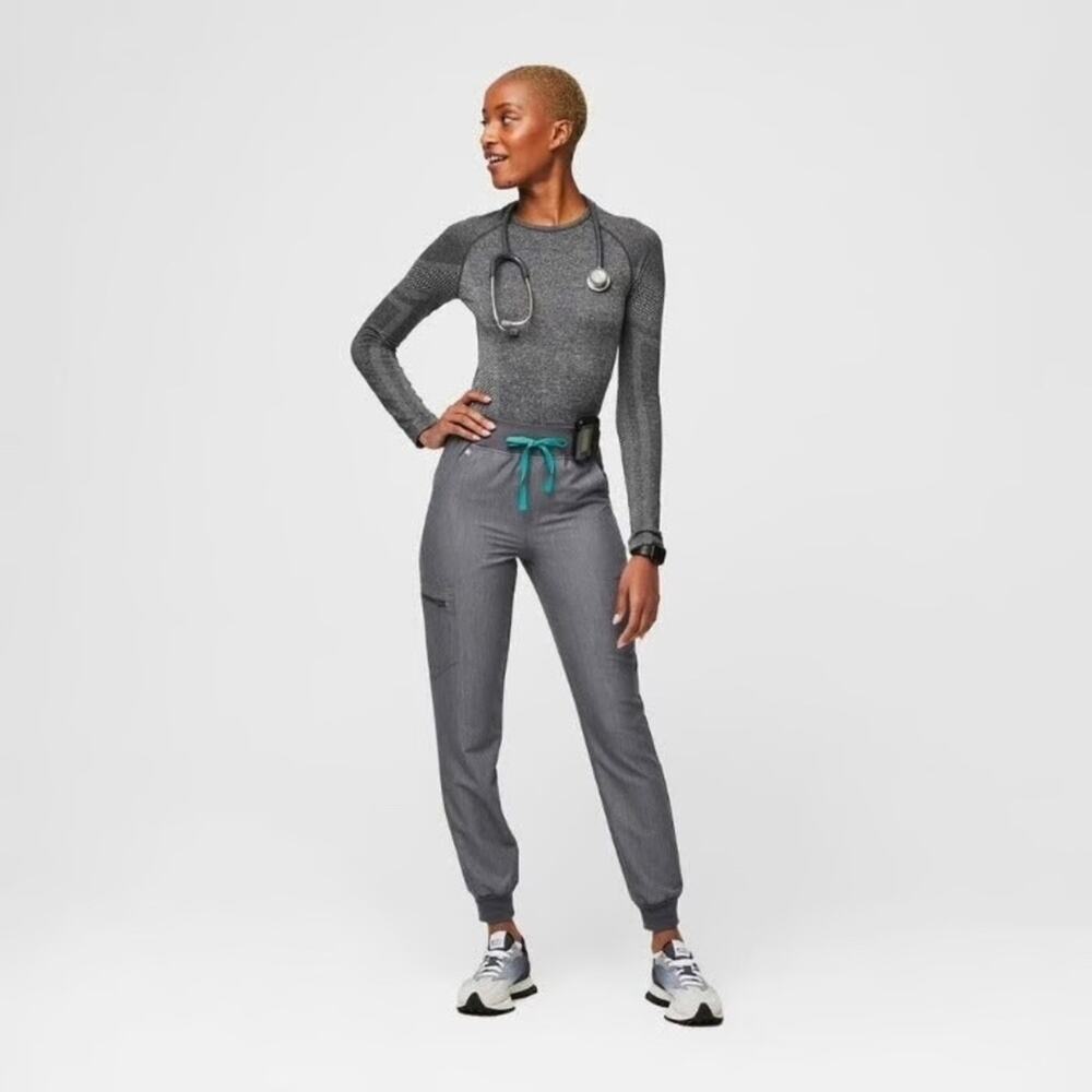 Figs Zamora High Waisted Jogger Scrub Pants Graphite Gray Size X-Small Petite